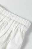 Jet Stream Drawstring Elastic Waist Button Pleated Detail Wide Leg Pants