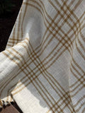 Wheat Plaid Woven Throw Blanket 50x60 Cotton Fringe Fall