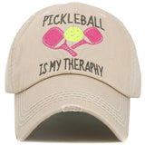 Pickleball Therapy Washed Vintage Ballcap: BLK