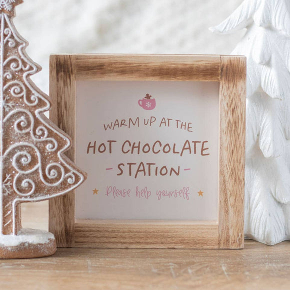 Christmas Hot Chocolate Station Wooden Frame Sign