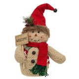 Plush Rustic Holiday Snowman Sitter -2 Assorted
