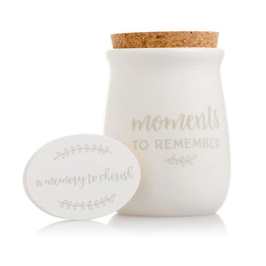 Ceramic Gratitude Blessings Jar & Memory Notecards, White