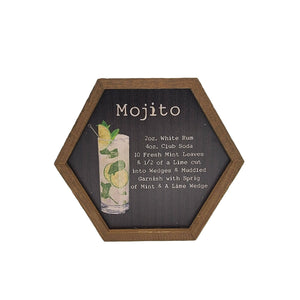 Mojito Cocktail Bar Sign - Hexagon Sign - Bar Décor
