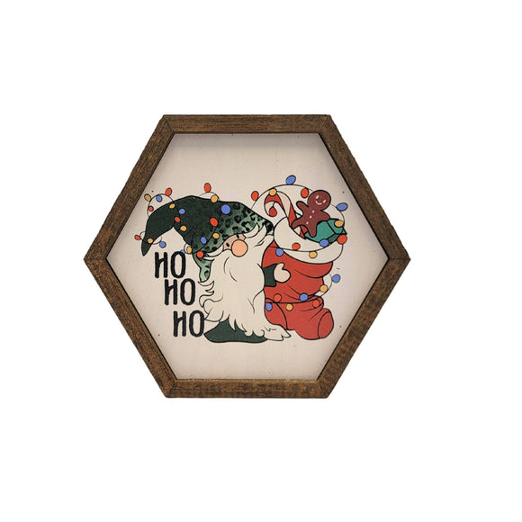 Gnome Santa Christmas Sign - Hexagon Sign