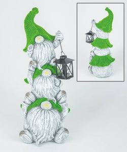 Gnomes with Lantern and Mossy Hats