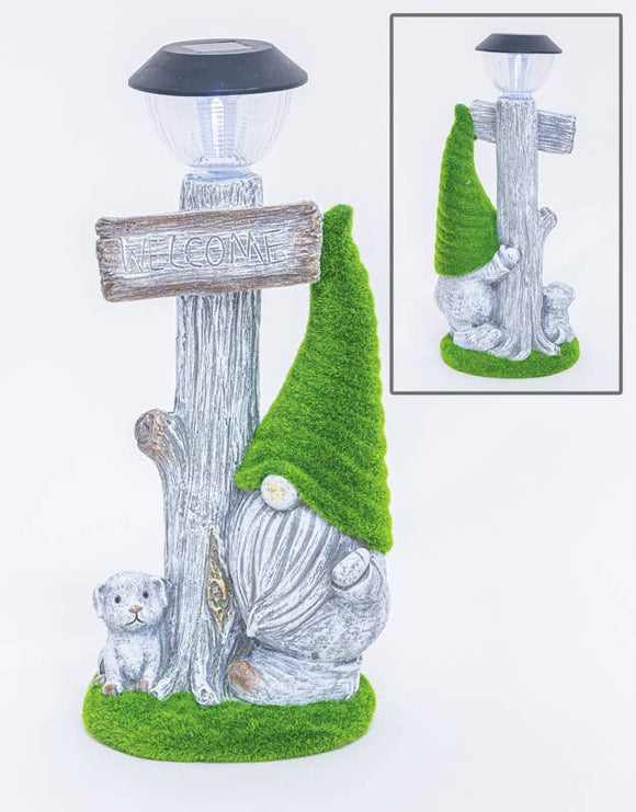 Gnome with Solar Light and Mossy Hat
